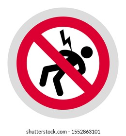 High Voltage forbidden sign, modern round sticker