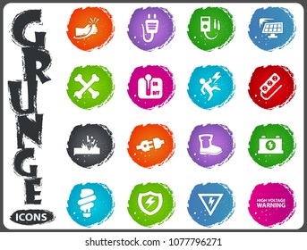 High voltage grunge icons set for web sites and user interface