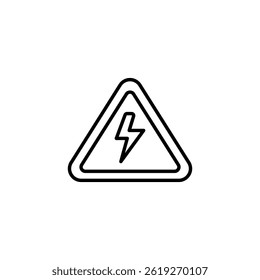 High voltage hazard sign with lightning bolt symbol, energy warning icon
