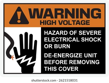 High Voltage Hazard Warning Sign ANSI Safety Notice for Electrical Shock and Burn Prevention