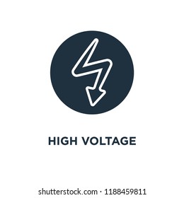 High voltage icon. Black filled vector illustration. High voltage symbol on white background. Can be used in web and mobile.