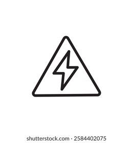 High voltage icon black and white vector outline sign
