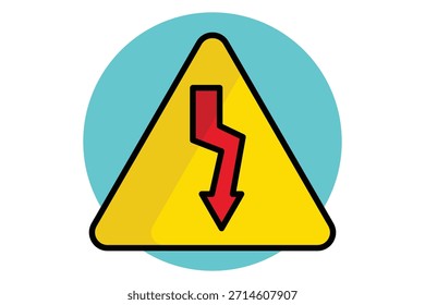 Icono de alto voltaje. estilo de icono de contorno coloreado. icono relacionado con el riesgo de descarga eléctrica. Ilustración vectorial de Elementos de seguridad laboral