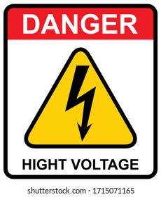 Icono de alto voltaje, símbolo vector de peligro aislado en fondo blanco, botón web