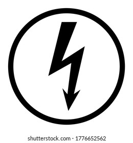 Icono de alto voltaje, símbolo vector de peligro aislado en fondo blanco, botón web
