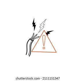 Hochspannungs-Symbol, Gefahrenvektorsymbol einzeln auf weißem Hintergrund, Webknopf