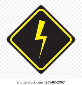 High voltage icon, danger vector symbol isolated on white background, web button on Transparent Background. EPS 10.