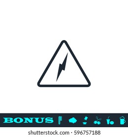 High voltage icon flat. Black pictogram on white background. Vector illustration symbol and bonus button