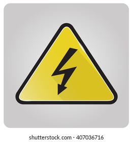 High voltage icon, Lightning in a yellow triangle, High voltage sign