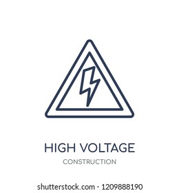 High voltage icon. High voltage linear symbol design from Construction collection. Simple outline element vector illustration on white background.