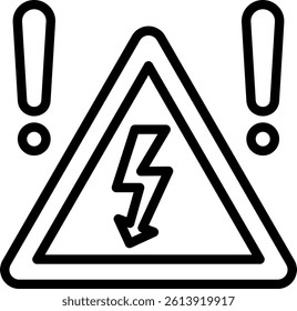 High Voltage Icon Outline Vector Illustration