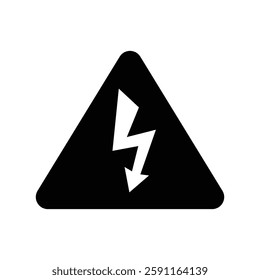 High voltage icon set. Warning, Caution electricity symbol. Electricity danger sign.  Lightning bolt arrow symbol. Vector stock illustration.