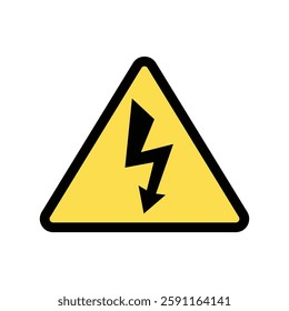 High voltage icon set. Warning, Caution electricity symbol. Electricity danger sign.  Lightning bolt arrow symbol. Vector stock illustration.