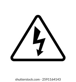 High voltage icon set. Warning, Caution electricity symbol. Electricity danger sign.  Lightning bolt arrow symbol. Vector stock illustration.