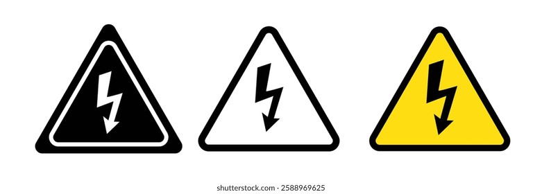 High voltage icon. High voltage sign with lightning Alert, hazard and danger, caution electrical icon.Danger symbol.