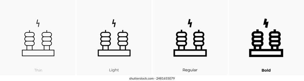 high voltage icon. Thin, Light Regular And Bold style design isolated on white background