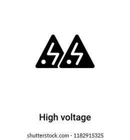 High voltage icon vector isolated on white background, logo concept of High voltage sign on transparent background, filled black symbol