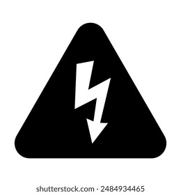High voltage icon. Warning electricity symbol. Alert, hazard and danger, caution electrical icon. Triangle with lightning sign.