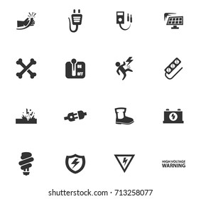 High voltage icons set