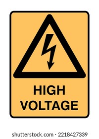  high Voltage - International Warning Signs - Caution Sign - Electric Voltage, Safety, Triangle Yellow Portrait Vector Sign.