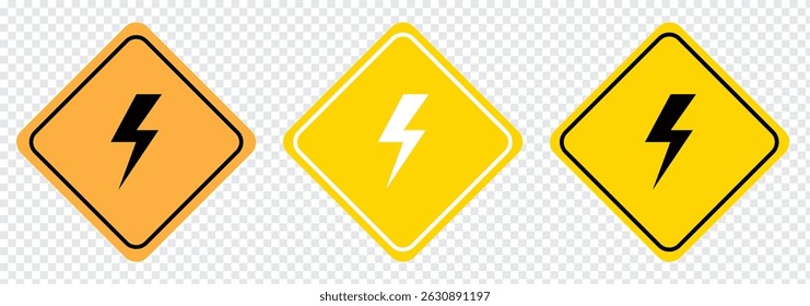 High voltage and Lightning vector icon. Electric bolt flash and High voltage icon. Power energy symbol. Warning icon. Vector illustration.