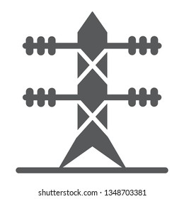 High voltage line glyph icon, energy and electric, electricity sign, vector graphics, a solid pattern on a white background, eps 10.