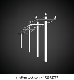 High voltage line icon. Black background with white. Vector illustration.
