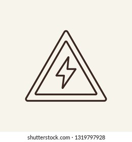 High voltage line icon. Lightning in triangle frame on white background. Warning concept. Vector illustration can be used for topics like danger, army, explosions