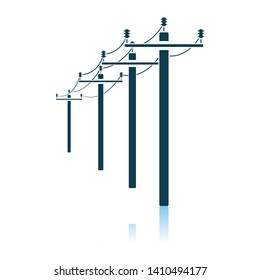 High Voltage Line Icon. Shadow Reflection Design. Vector Illustration.