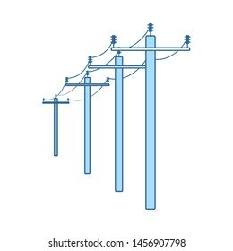 High Voltage Line Icon. Thin Line With Blue Fill Design. Vector Illustration.