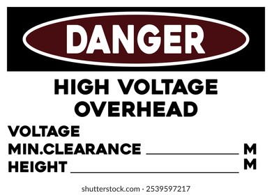 High voltage over head warning sign safety sticker