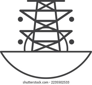 high voltage pole and sun illustration in minimal style isolated on background