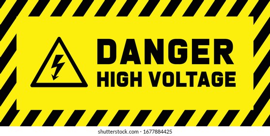 High voltage power attention with barbed wire sign Stop halt allowed area Do not enter or cross danger signs Forbidden caution, admittance icons Vector hazard warning Electric danger volt lines symbol