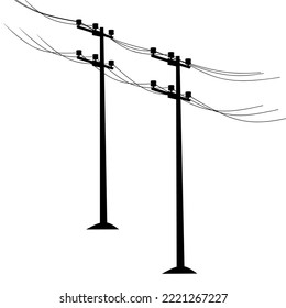 High voltage power line. Cable poles on a white background. Good for logo be careful of electric shock