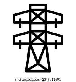 High voltage power line steel stand line icon. Electric tower vector illustration isolated on white. Electricity outline style designed for and app.