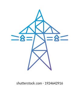 High Voltage Power Line Transmission Tower Or Electricity Pylon Isolated Flat Vector Icon