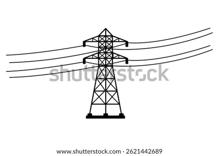 High voltage power line transmission tower icon symbol