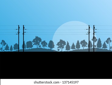 High voltage power line vector background