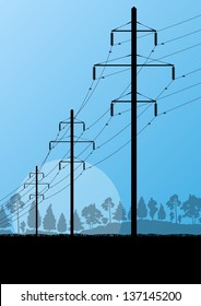 High voltage power line vector background