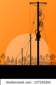 High voltage power line vector background