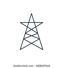 High voltage power line. Vector linear icon isolated on white background.