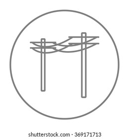 High voltage power lines line icon.