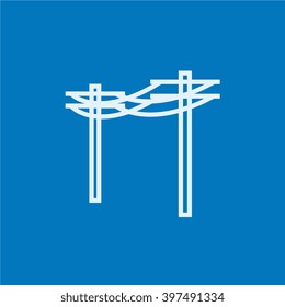 High voltage power lines line icon.