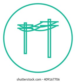 High voltage power lines line icon.