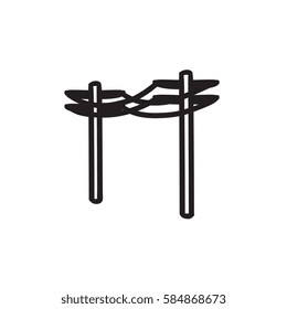 High voltage power lines vector sketch icon isolated on background. Hand drawn High voltage power lines icon. High voltage power lines sketch icon for infographic, website or app.