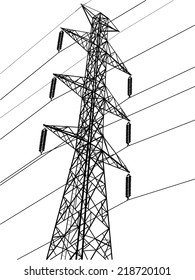 High voltage power pole vector line sketched up, EPS 10.