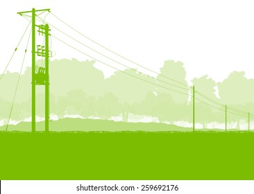 High voltage power transmission tower line green ecology energy concept