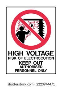  High Voltage - Prohibition Signs- No Smoking  Flammable - Keep Out, Authorised Person Only, Electric Shock Risk.