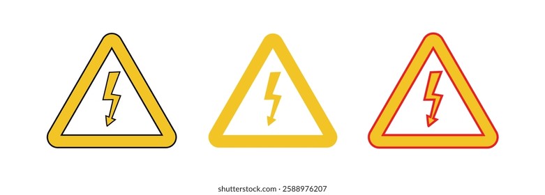 High Voltage Sign collection. Danger symbols. triangle Warning icon set. arrow isolated in yellow triangle on white background. Vector illustration.