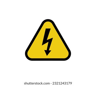 High Voltage Sign. Danger symbol. Black arrow isolated in yellow triangle logo design. High voltage hazard. Caution sign on yellow design vector design and illustration.
